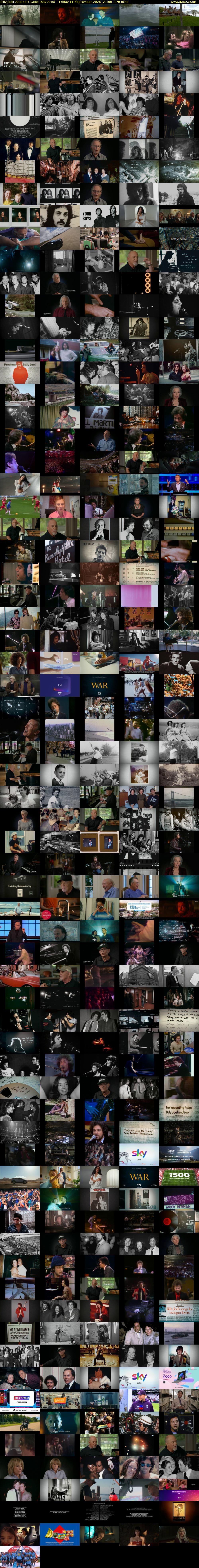 Billy Joel: And So It Goes (Sky Arts) Friday 11 September 2026 21:00 - 23:50