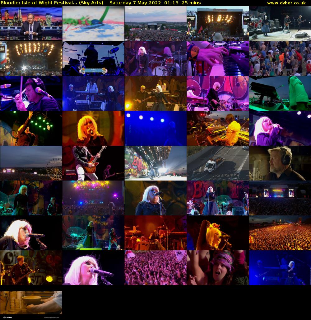 Blondie: Isle of Wight Festival... (Sky Arts) Saturday 7 May 2022 01:15 - 01:40