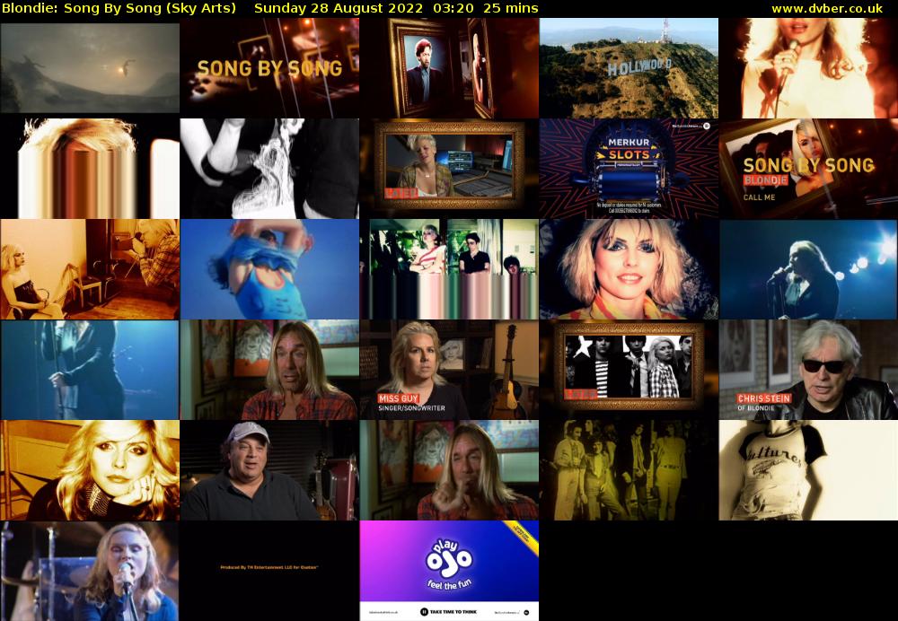Blondie: Song By Song (Sky Arts) Sunday 28 August 2022 03:20 - 03:45