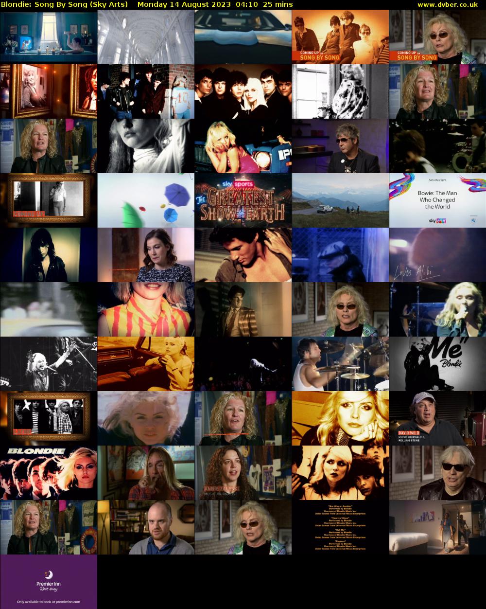 Blondie: Song By Song (Sky Arts) Monday 14 August 2023 04:10 - 04:35