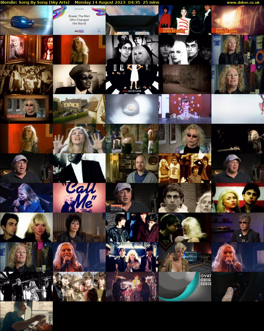 Blondie: Song By Song (Sky Arts) Monday 14 August 2023 04:35 - 05:00