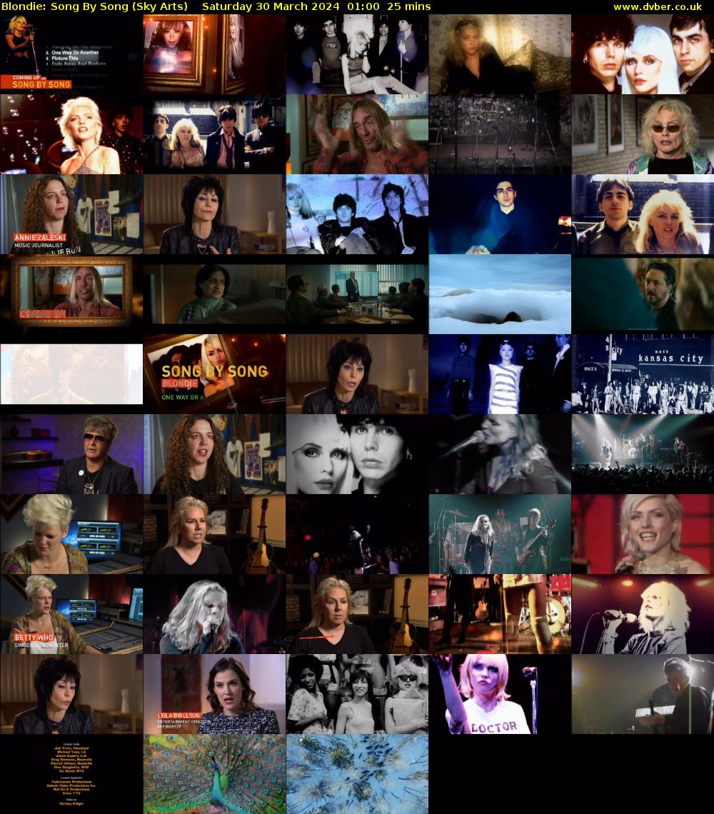 Blondie: Song By Song (Sky Arts) Saturday 30 March 2024 01:00 - 01:25
