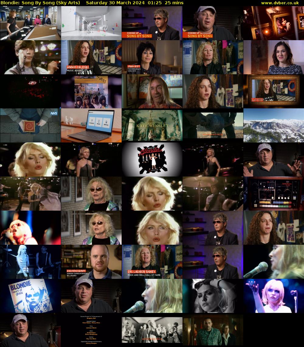 Blondie: Song By Song (Sky Arts) Saturday 30 March 2024 01:25 - 01:50