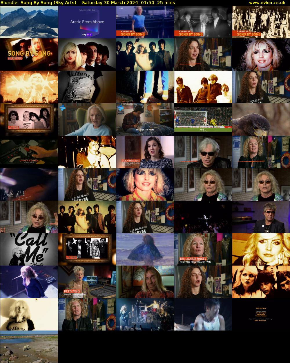 Blondie: Song By Song (Sky Arts) Saturday 30 March 2024 01:50 - 02:15
