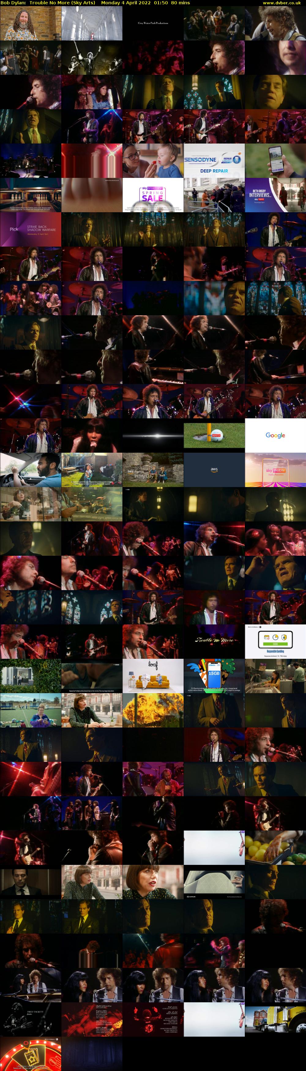 Bob Dylan:  Trouble No More (Sky Arts) Monday 4 April 2022 01:50 - 03:10