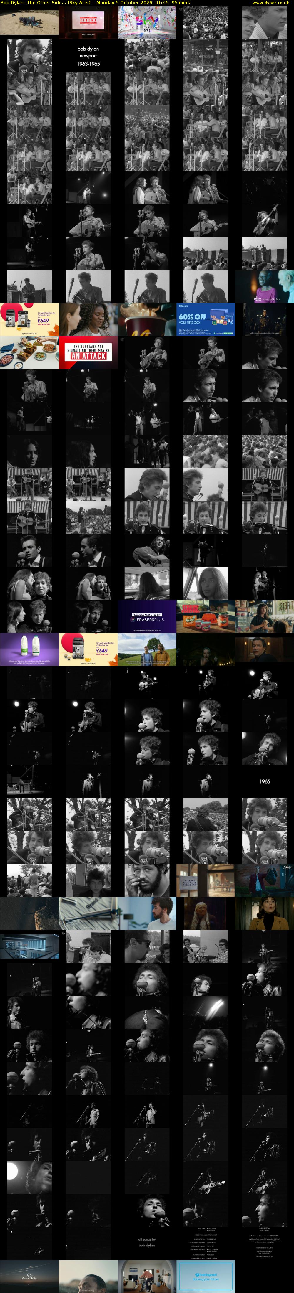 Bob Dylan: The Other Side... (Sky Arts) Monday 5 October 2026 01:45 - 03:20