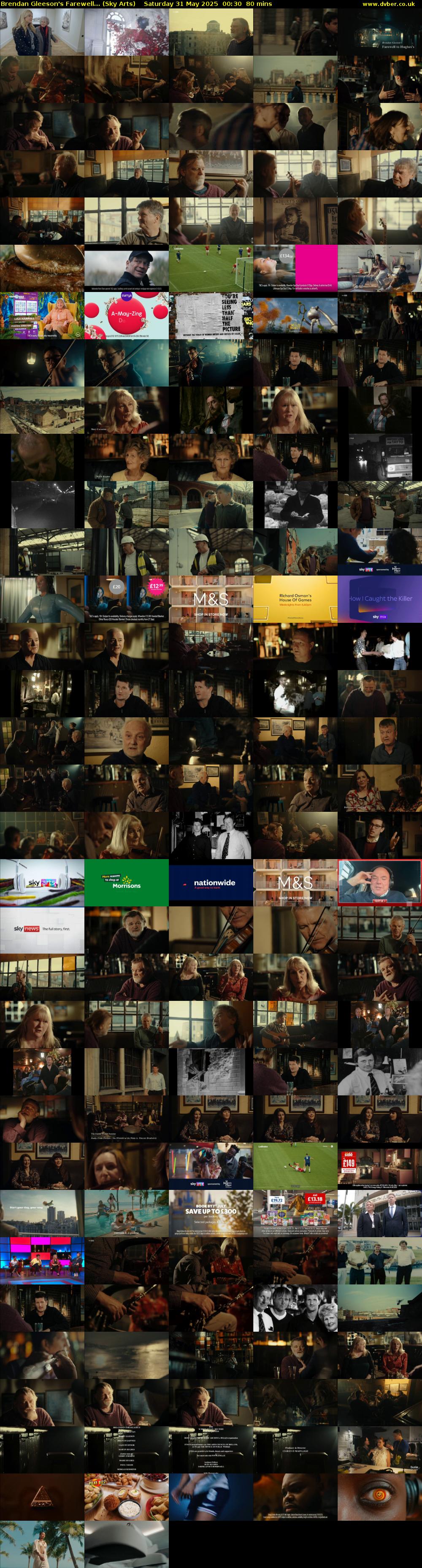 Brendan Gleeson's Farewell... (Sky Arts) Saturday 31 May 2025 00:30 - 01:50