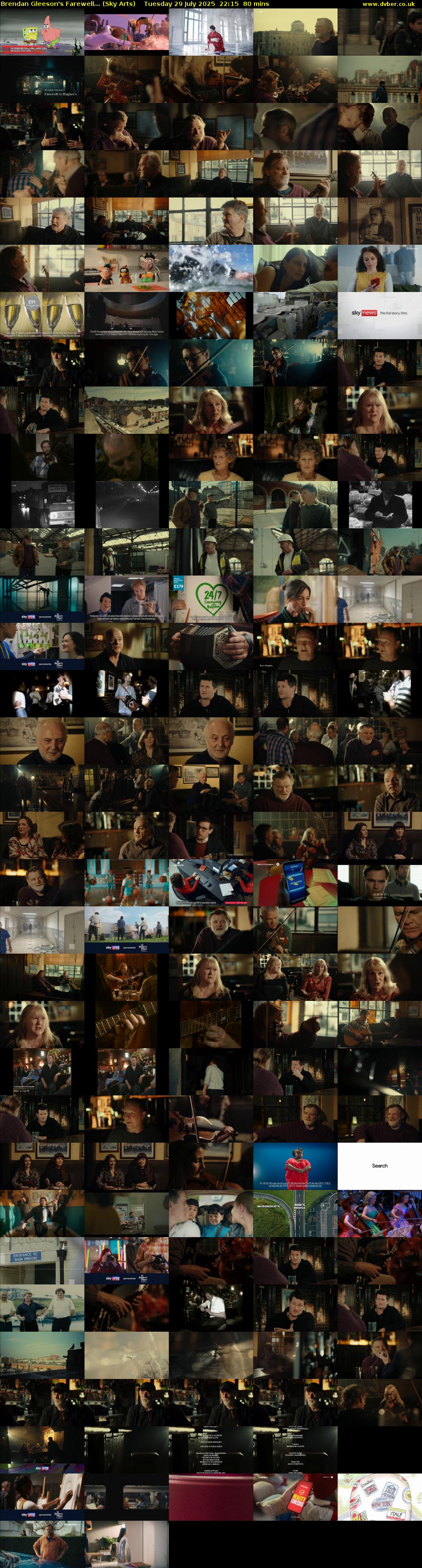 Brendan Gleeson's Farewell... (Sky Arts) Tuesday 29 July 2025 22:15 - 23:35