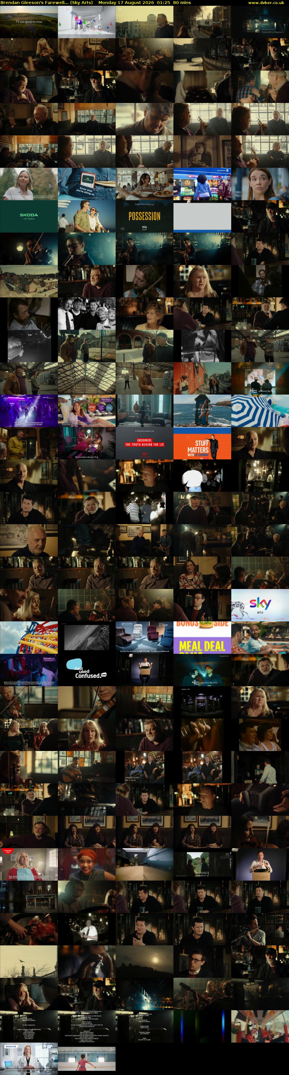Brendan Gleeson's Farewell... (Sky Arts) Monday 17 August 2026 01:25 - 02:45
