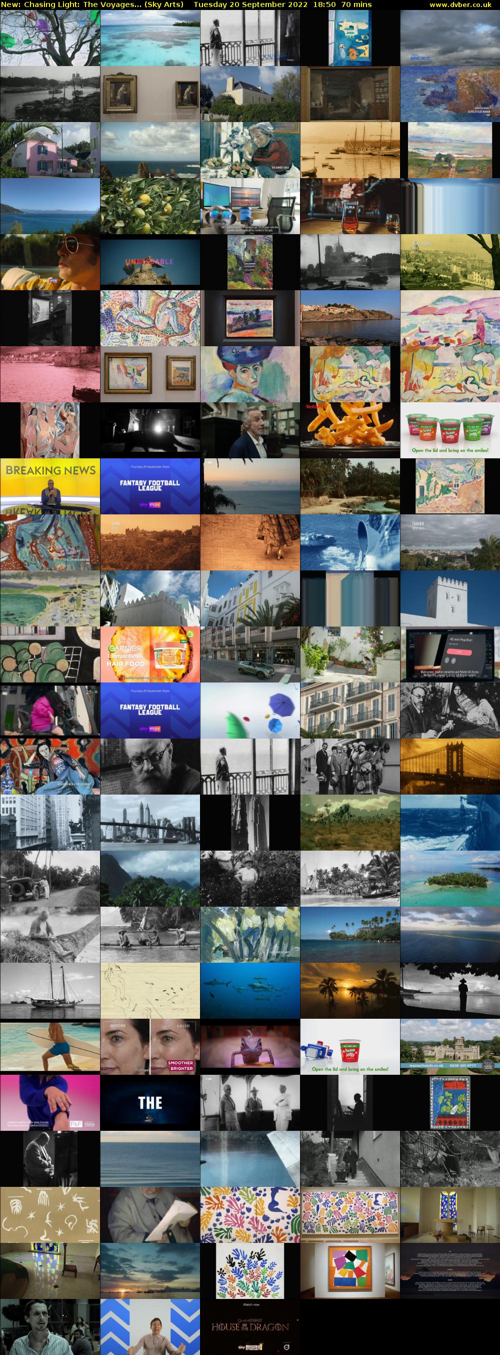 Chasing Light: The Voyages... (Sky Arts) Tuesday 20 September 2022 18:50 - 20:00