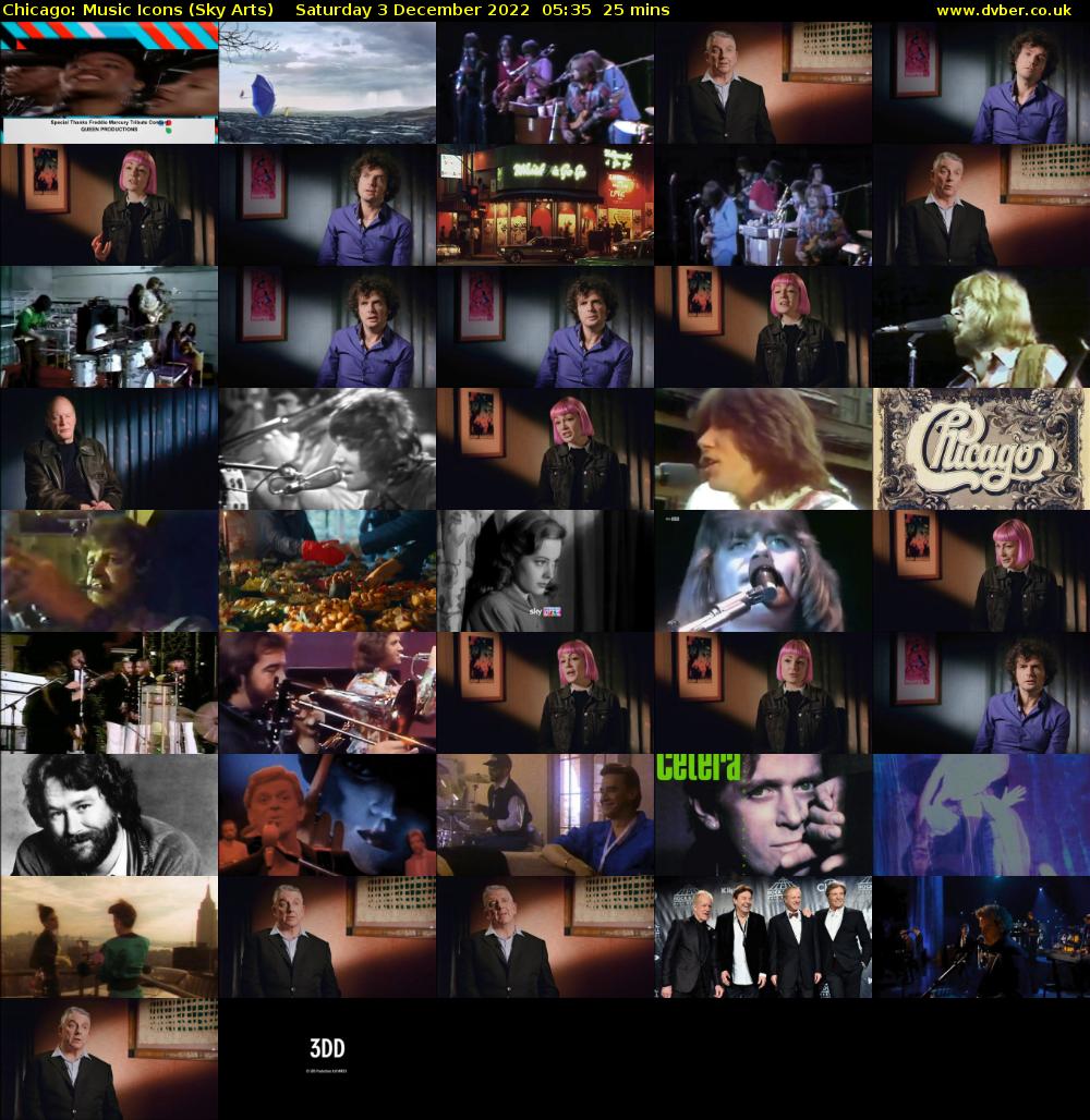 Chicago: Music Icons (Sky Arts) Saturday 3 December 2022 05:35 - 06:00
