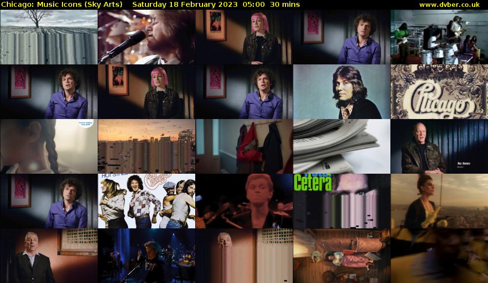 Chicago: Music Icons (Sky Arts) Saturday 18 February 2023 05:00 - 05:30