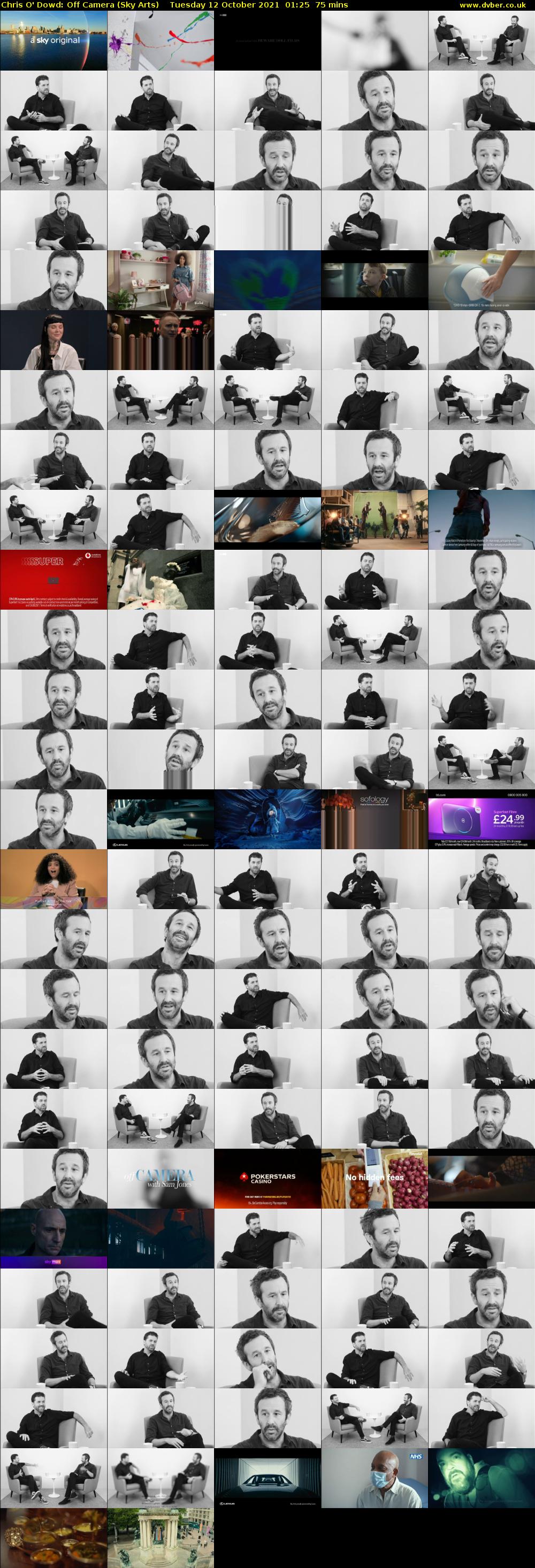Chris O' Dowd: Off Camera (Sky Arts) Tuesday 12 October 2021 01:25 - 02:40