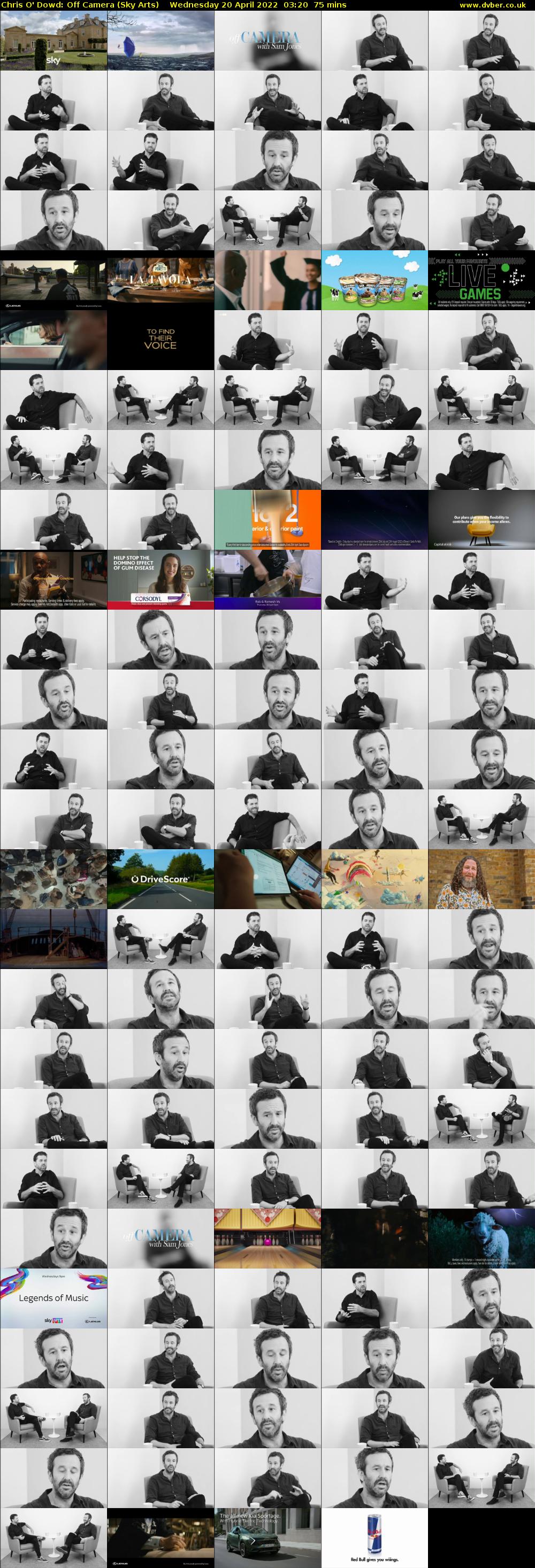 Chris O' Dowd: Off Camera (Sky Arts) Wednesday 20 April 2022 03:20 - 04:35
