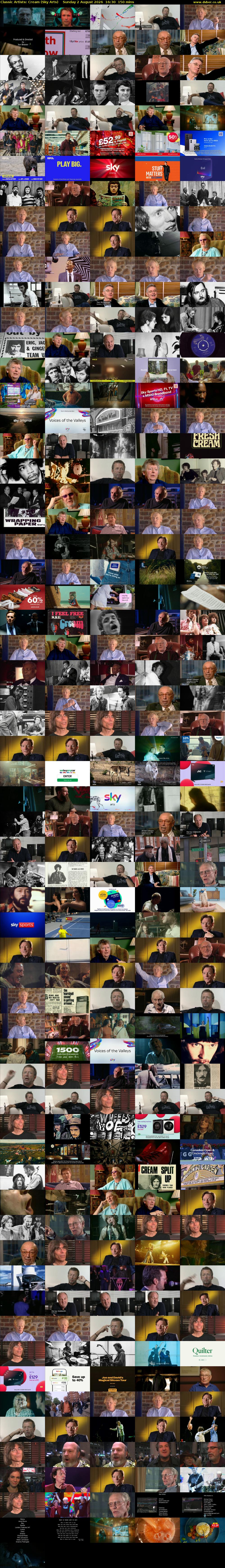 Classic Artists: Cream (Sky Arts) Sunday 2 August 2026 16:30 - 19:00