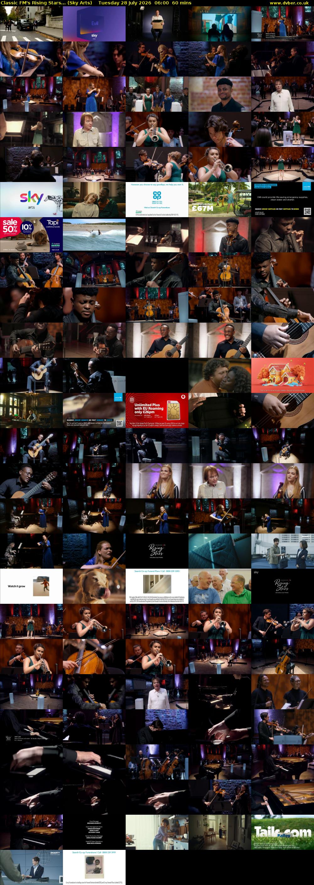 Classic FM's Rising Stars... (Sky Arts) Tuesday 28 July 2026 06:00 - 07:00