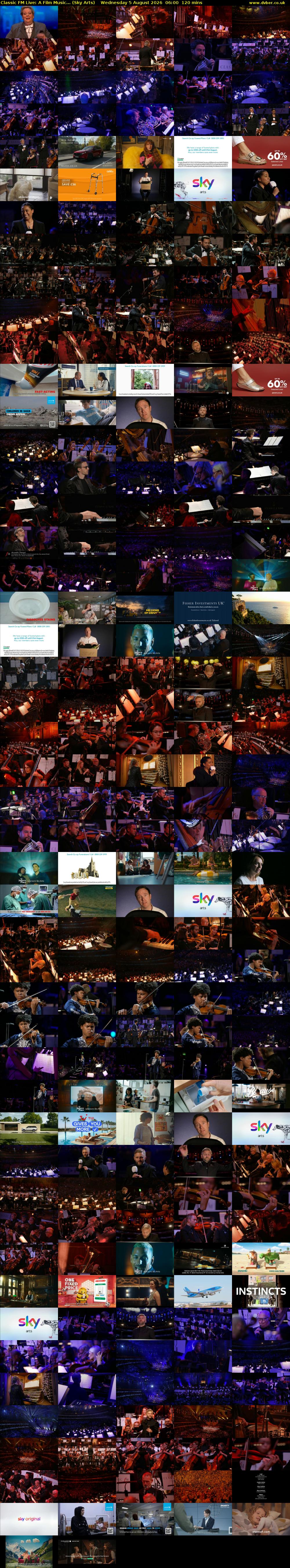 Classic FM Live: A Film Music... (Sky Arts) Wednesday 5 August 2026 06:00 - 08:00