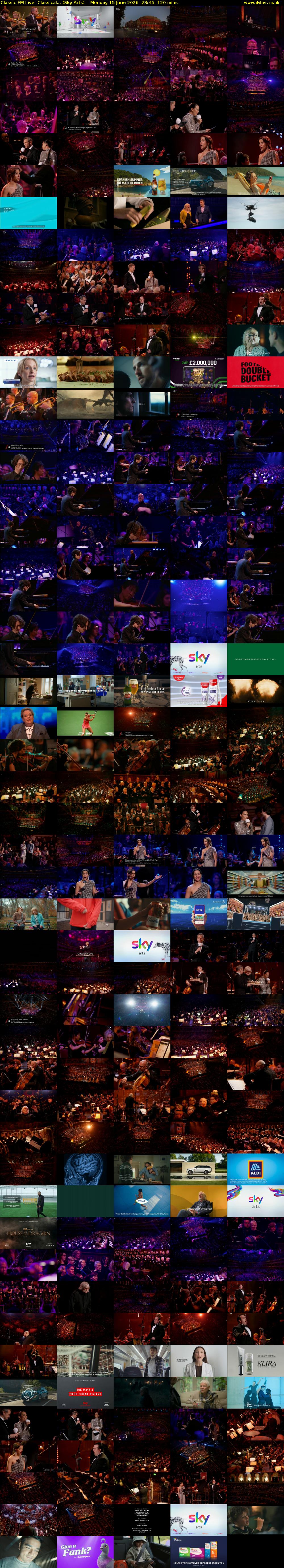Classic FM Live: Classical... (Sky Arts) Monday 15 June 2026 23:45 - 01:45