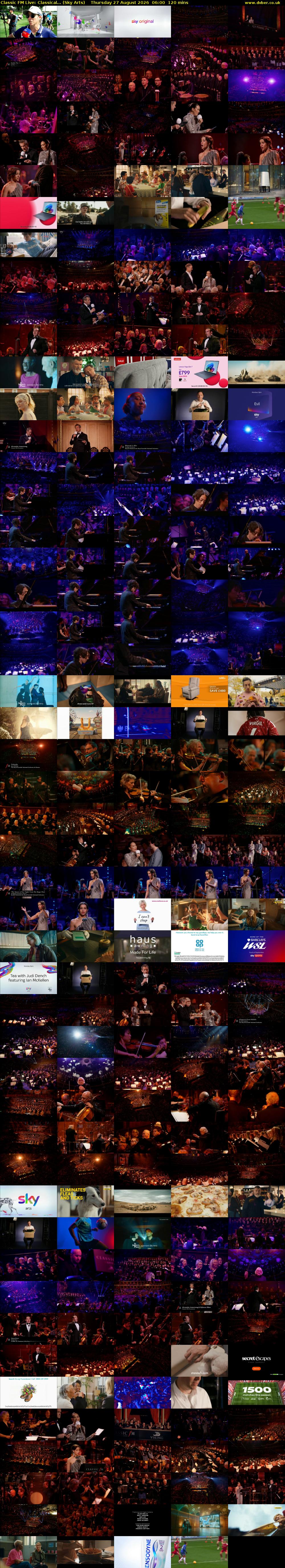 Classic FM Live: Classical... (Sky Arts) Thursday 27 August 2026 06:00 - 08:00