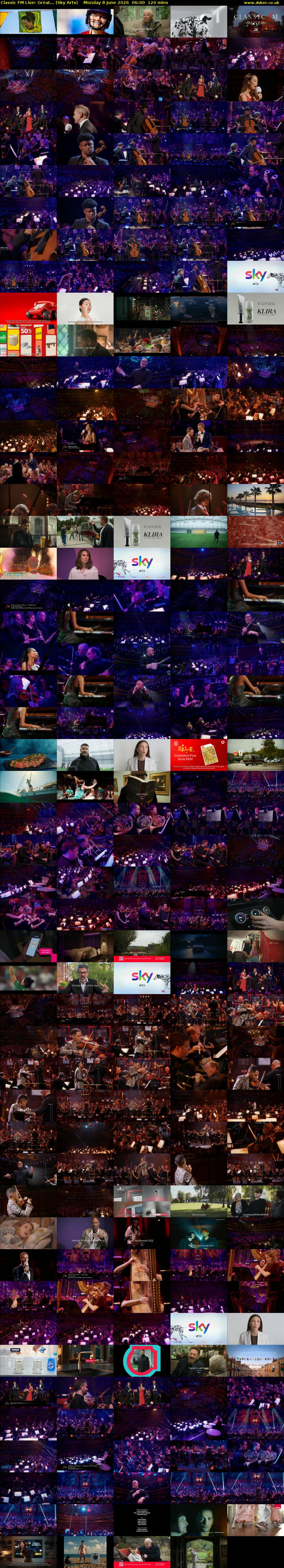 Classic FM Live: Great... (Sky Arts) Monday 8 June 2026 06:00 - 08:00