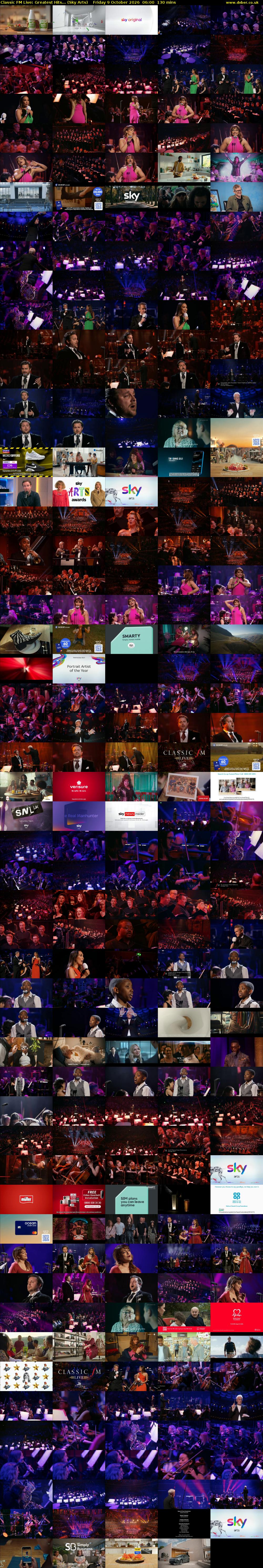 Classic FM Live: Greatest Hits... (Sky Arts) Friday 9 October 2026 06:00 - 08:10