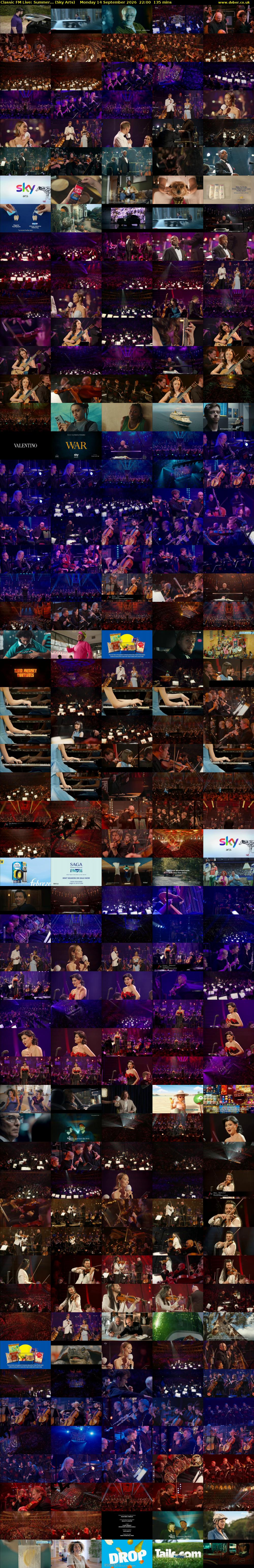 Classic FM Live: Summer... (Sky Arts) Monday 14 September 2026 22:00 - 00:15