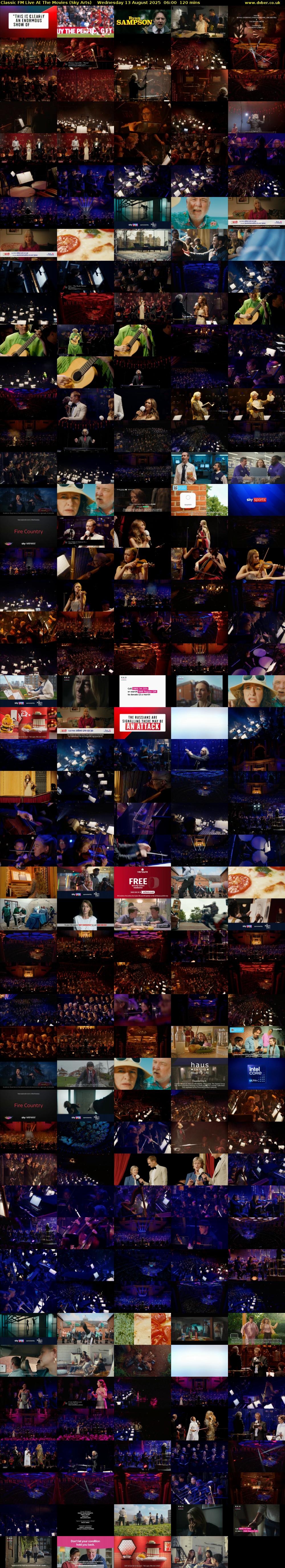 Classic FM Live At The Movies (Sky Arts) Wednesday 13 August 2025 06:00 - 08:00