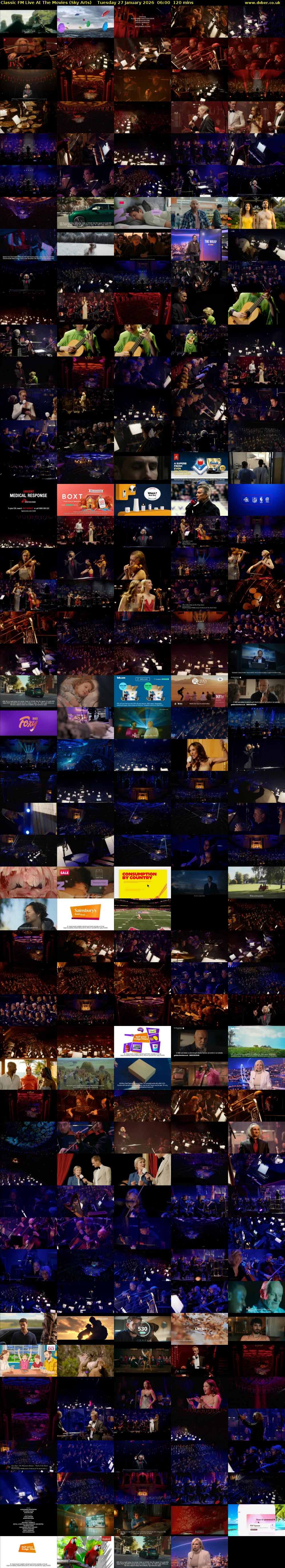 Classic FM Live At The Movies (Sky Arts) Tuesday 27 January 2026 06:00 - 08:00