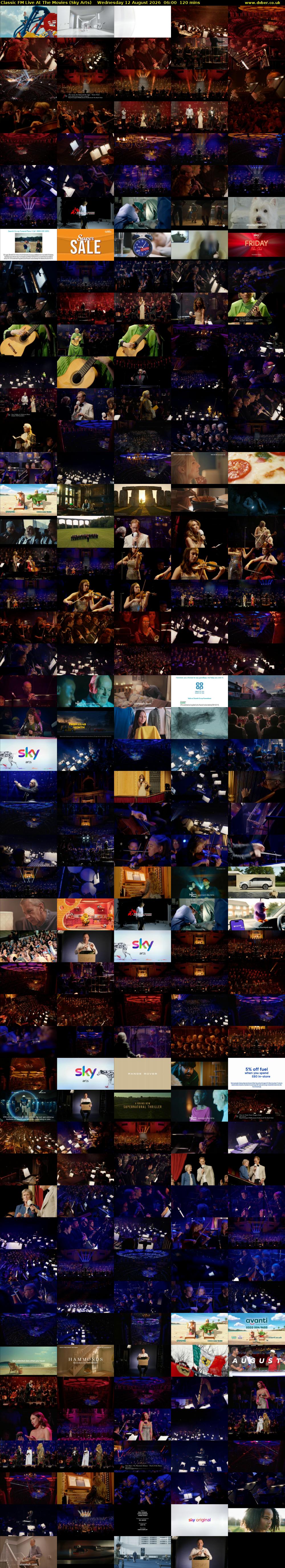 Classic FM Live At The Movies (Sky Arts) Wednesday 12 August 2026 06:00 - 08:00