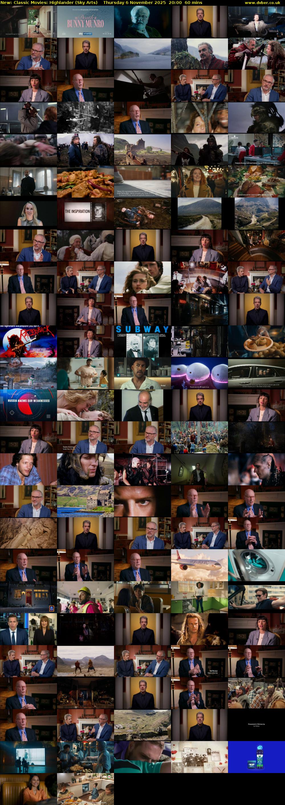 Classic Movies: Highlander (Sky Arts) Thursday 6 November 2025 20:00 - 21:00