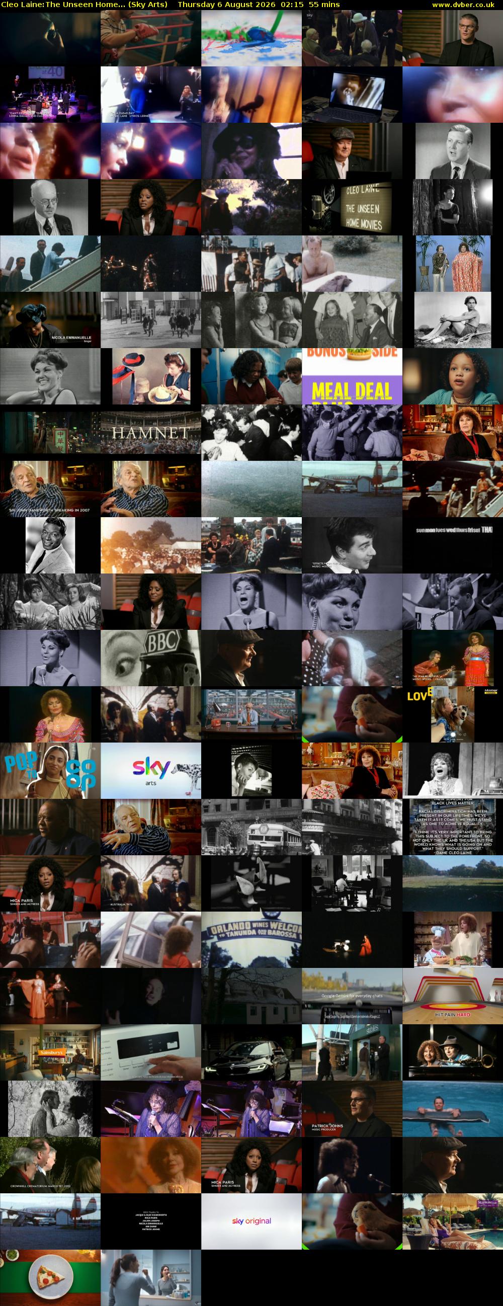 Cleo Laine:The Unseen Home... (Sky Arts) Thursday 6 August 2026 02:15 - 03:10