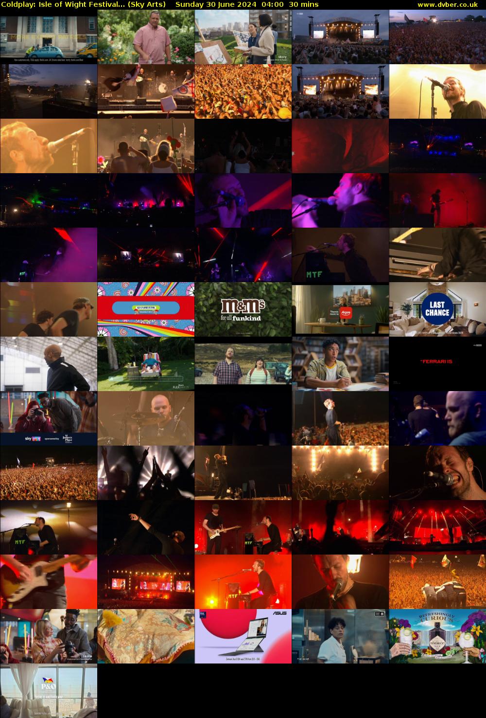 Coldplay: Isle of Wight Festival... (Sky Arts) Sunday 30 June 2024 04:00 - 04:30