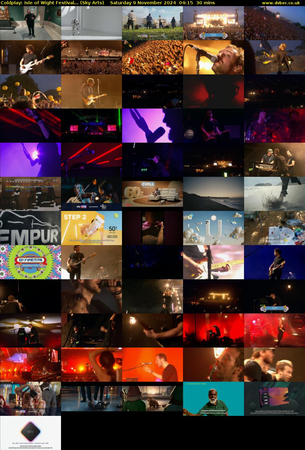 Coldplay: Isle of Wight Festival... (Sky Arts) Saturday 9 November 2024 04:15 - 04:45
