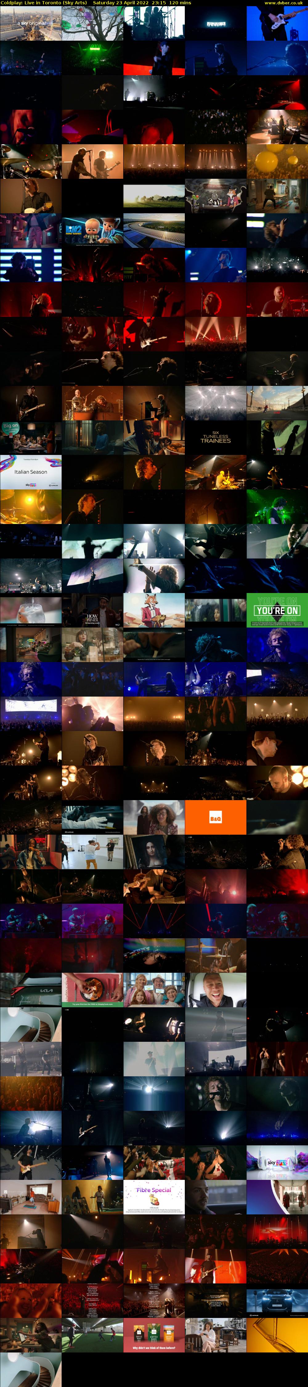 Coldplay: Live in Toronto (Sky Arts) Saturday 23 April 2022 23:15 - 01:15