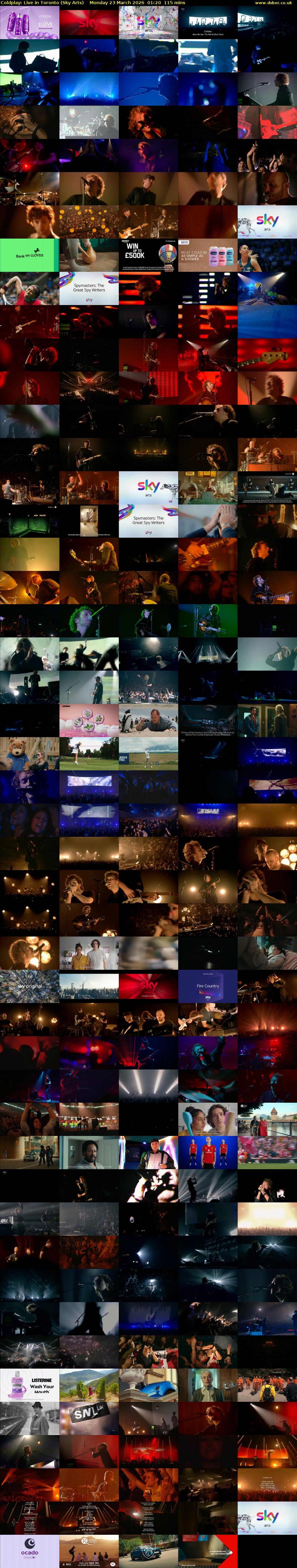 Coldplay: Live in Toronto (Sky Arts) Monday 23 March 2026 01:20 - 03:15