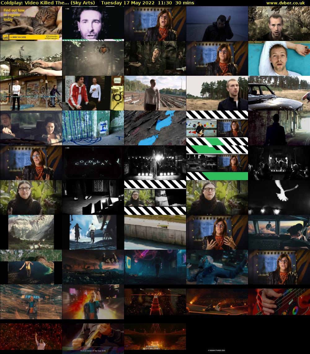 Coldplay: Video Killed The... (Sky Arts) Tuesday 17 May 2022 11:30 - 12:00