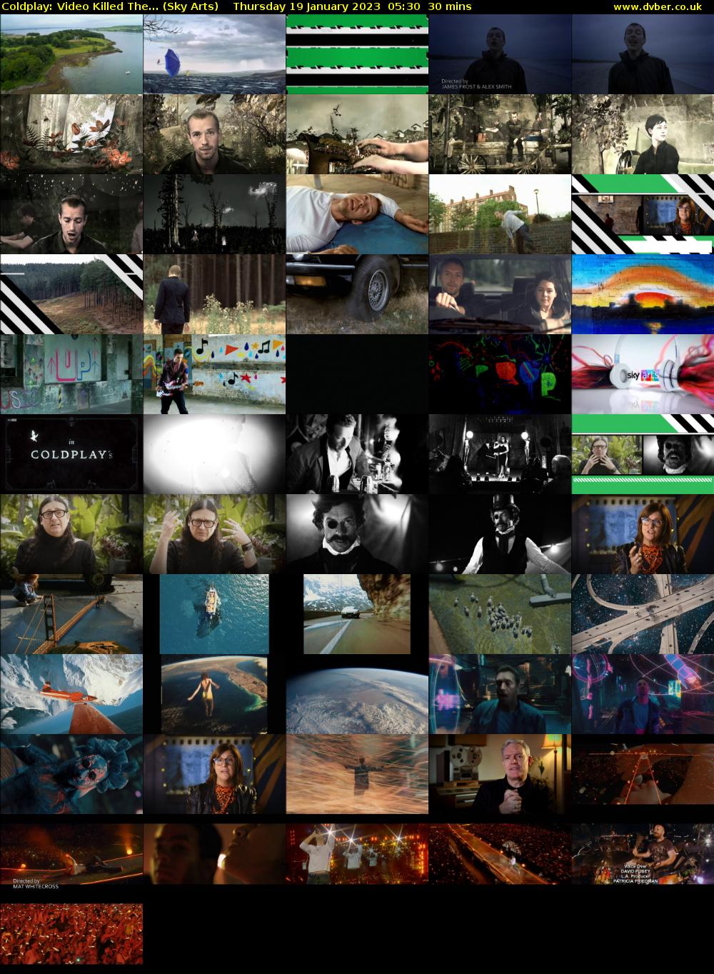 Coldplay: Video Killed The... (Sky Arts) Thursday 19 January 2023 05:30 - 06:00