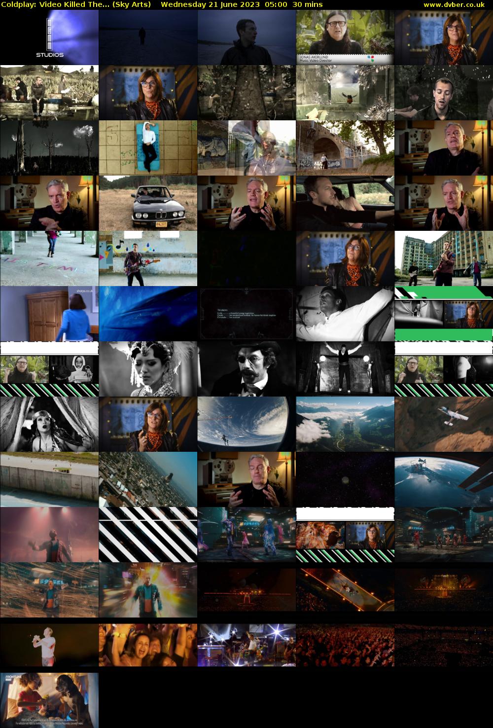 Coldplay: Video Killed The... (Sky Arts) Wednesday 21 June 2023 05:00 - 05:30