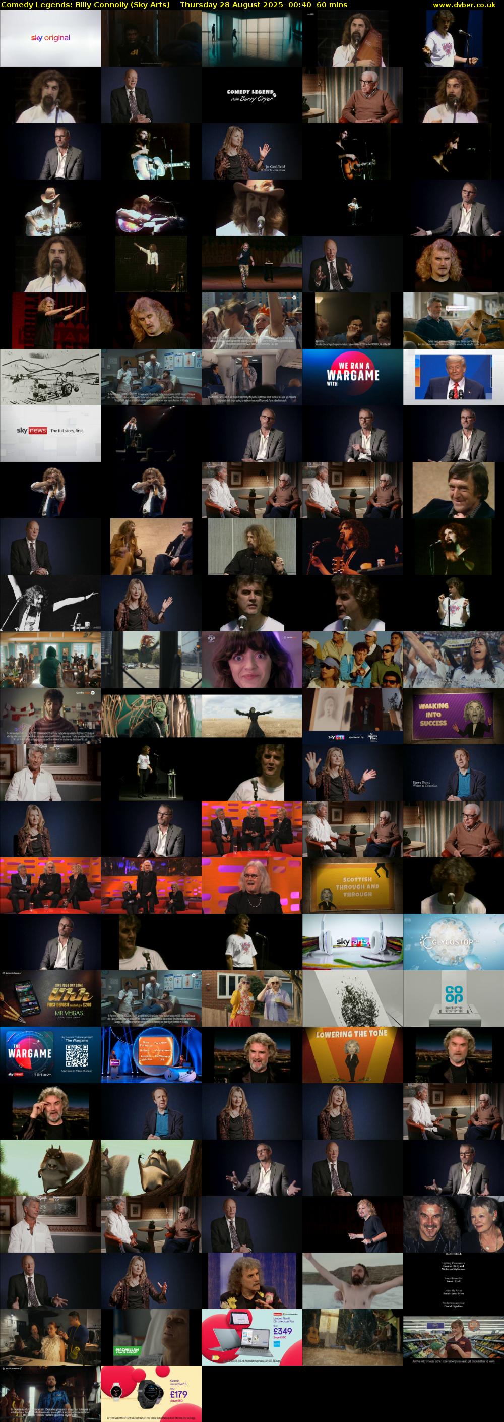 Comedy Legends: Billy Connolly (Sky Arts) Thursday 28 August 2025 00:40 - 01:40