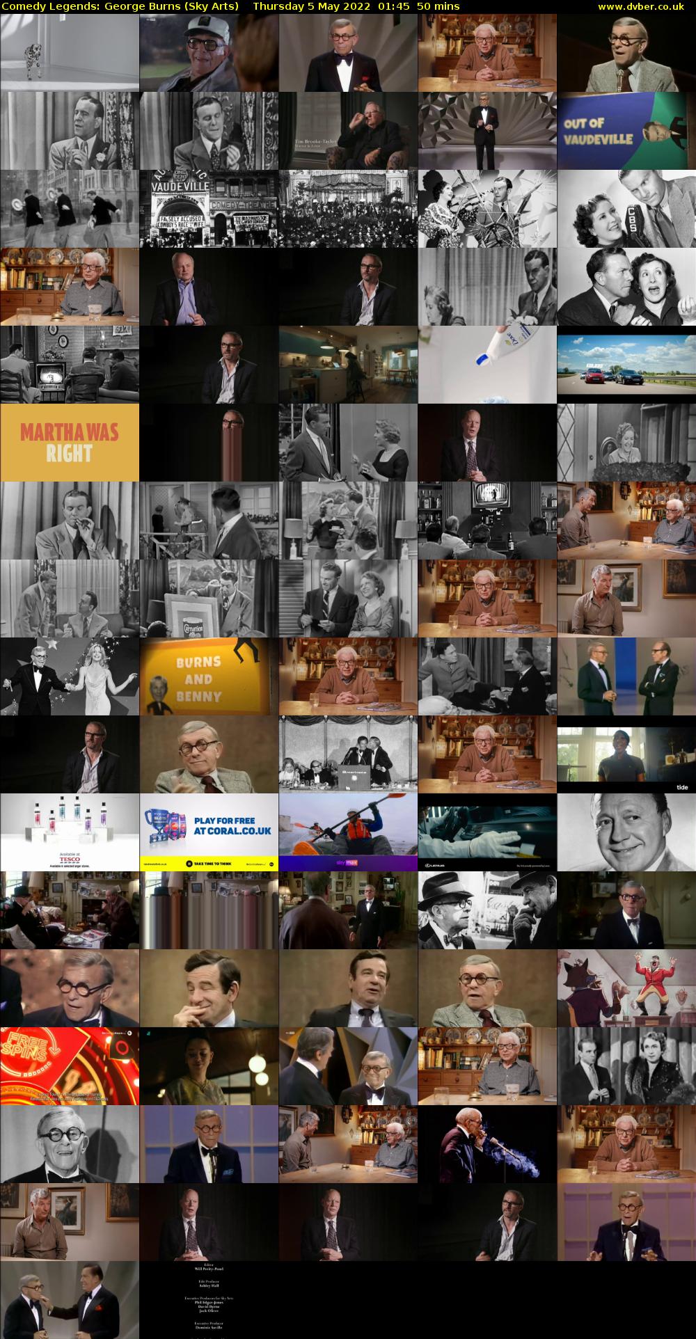 Comedy Legends: George Burns (Sky Arts) Thursday 5 May 2022 01:45 - 02:35