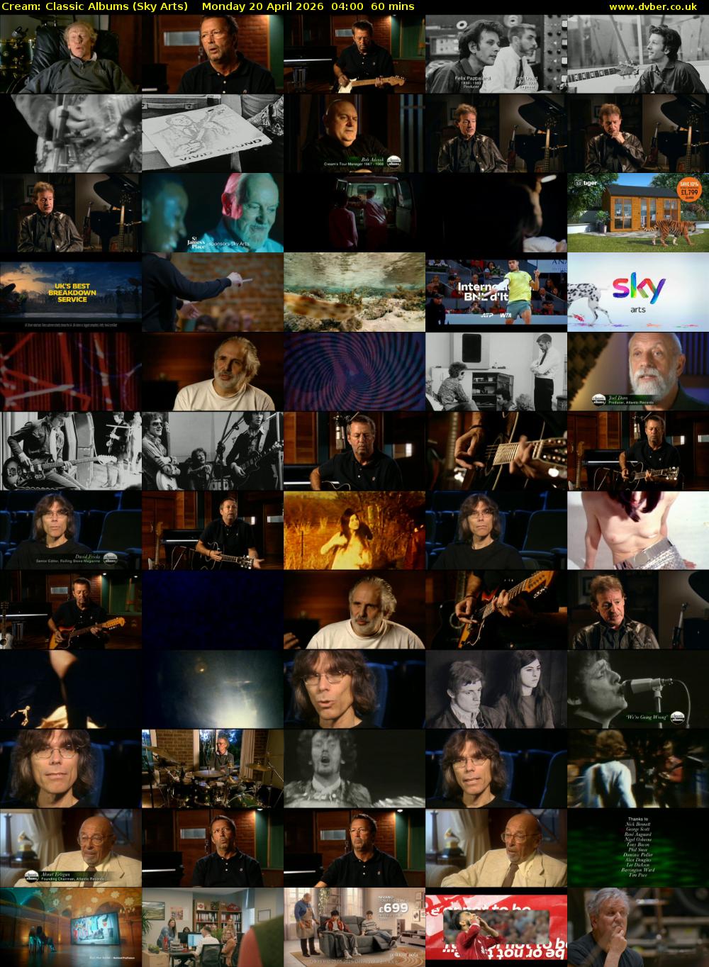 Cream: Classic Albums (Sky Arts) Monday 20 April 2026 04:00 - 05:00