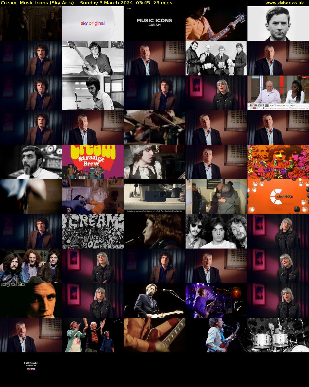Cream: Music Icons (Sky Arts) Sunday 3 March 2024 03:45 - 04:10