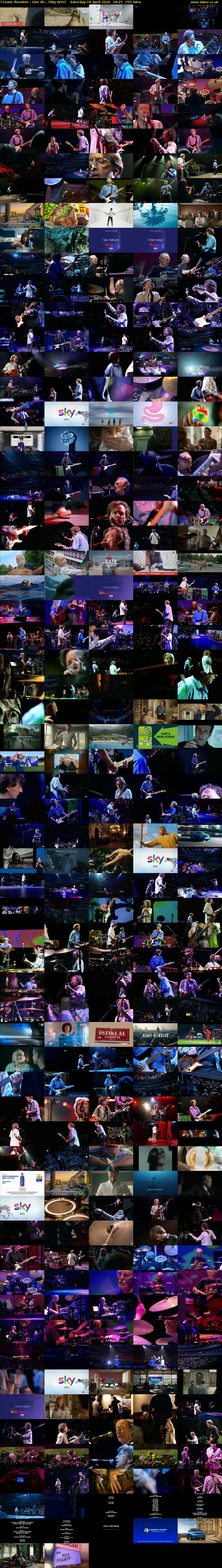 Cream: Reunion - Live At... (Sky Arts) Saturday 18 April 2026 18:25 - 21:00