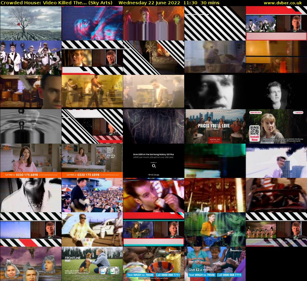 Crowded House: Video Killed The... (Sky Arts) Wednesday 22 June 2022 11:30 - 12:00