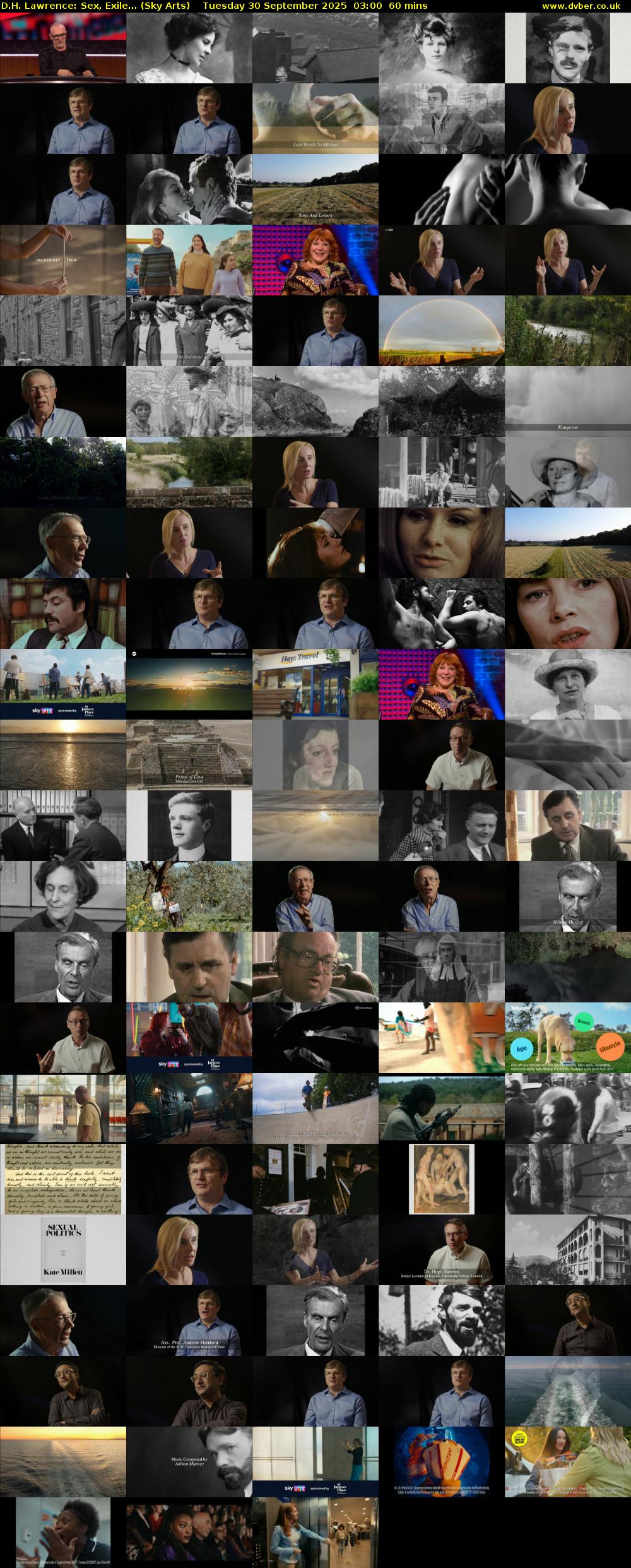 D.H. Lawrence: Sex, Exile... (Sky Arts) Tuesday 30 September 2025 03:00 - 04:00