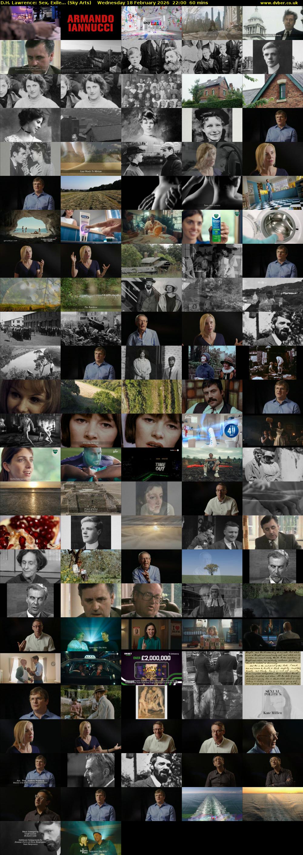 D.H. Lawrence: Sex, Exile... (Sky Arts) Wednesday 18 February 2026 22:00 - 23:00