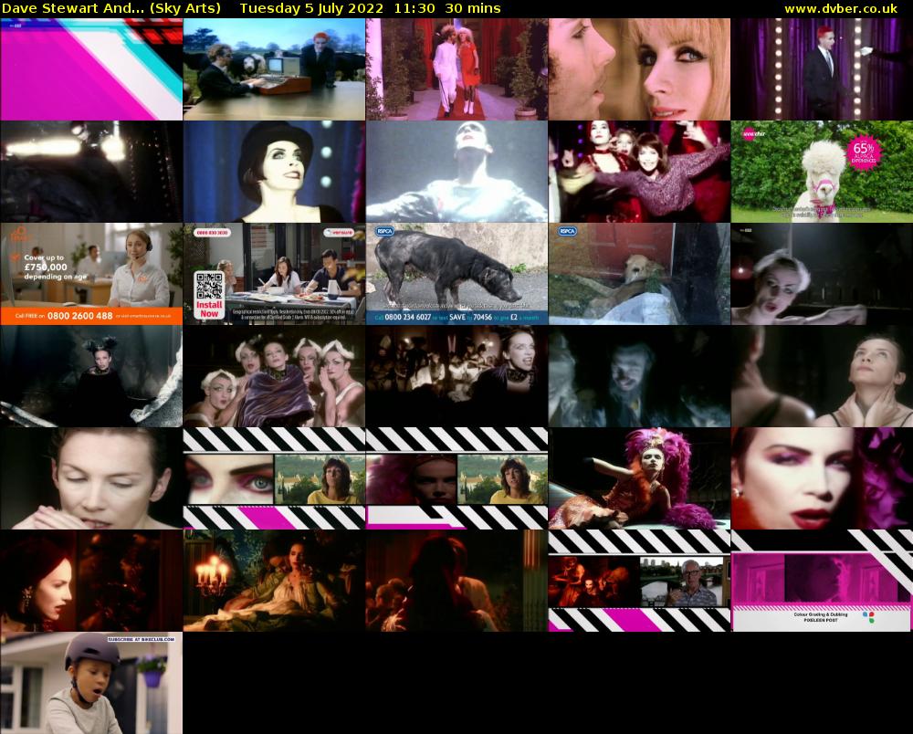 Dave Stewart And... (Sky Arts) Tuesday 5 July 2022 11:30 - 12:00