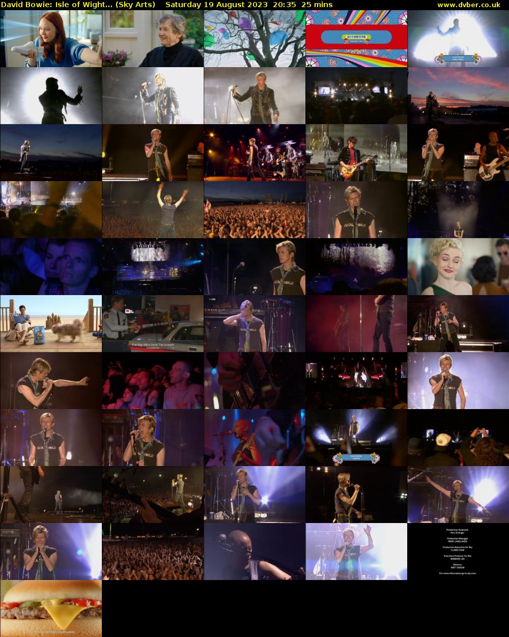 David Bowie: Isle of Wight... (Sky Arts) Saturday 19 August 2023 20:35 - 21:00