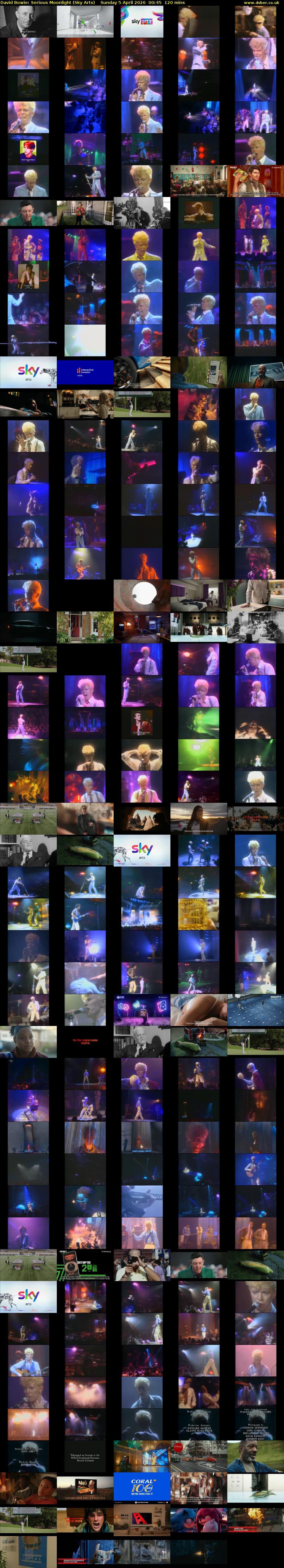 David Bowie: Serious Moonlight (Sky Arts) Sunday 5 April 2026 00:45 - 02:45