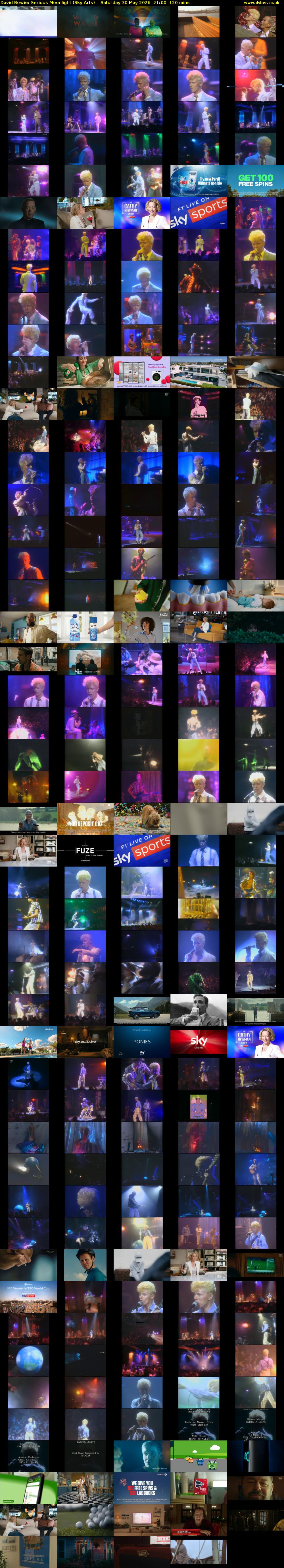 David Bowie: Serious Moonlight (Sky Arts) Saturday 30 May 2026 21:00 - 23:00